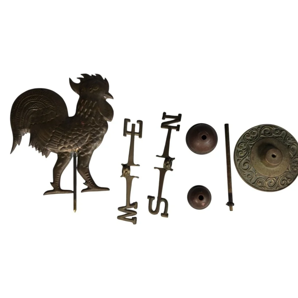 Vintage Rooster Tabletop Weather Vane Brass Finish Made in Taiwan 14